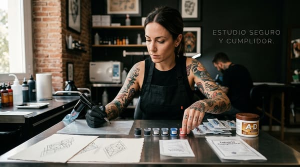 Cómo cumplir la normativa sanitaria y de tintas en un estudio de tatuaje en España sin bloquear la agenda ni generar desconfianza